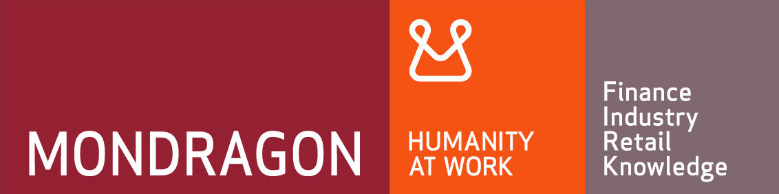 Mondragon logo with text humanity at work, finance, industry, retail, knowledge