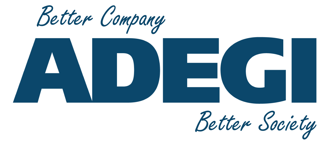 Logo ADEGI - en Adegi logo with text better company better society