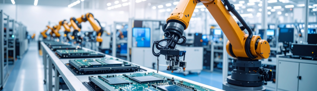 robot arms in industrial factory